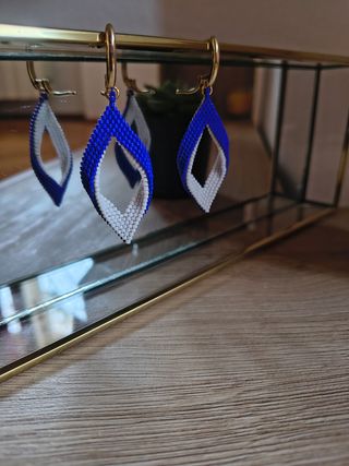 Orecchini intrecciati blue&white, perline Miyuki