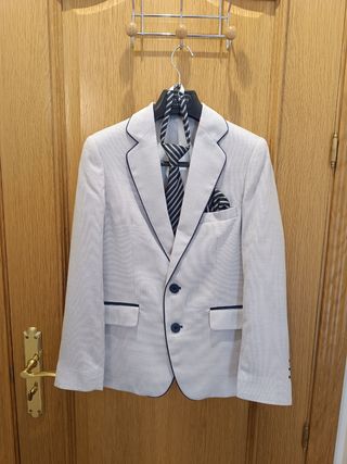 Traje niño comunión gris claro/azul marino