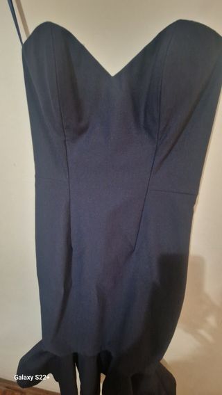 Vestido Fiesta Azul Marino - palabra de honor