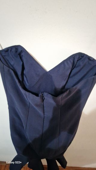 Vestido Fiesta Azul Marino - palabra de honor