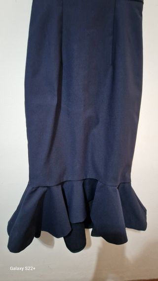 Vestido Fiesta Azul Marino - palabra de honor