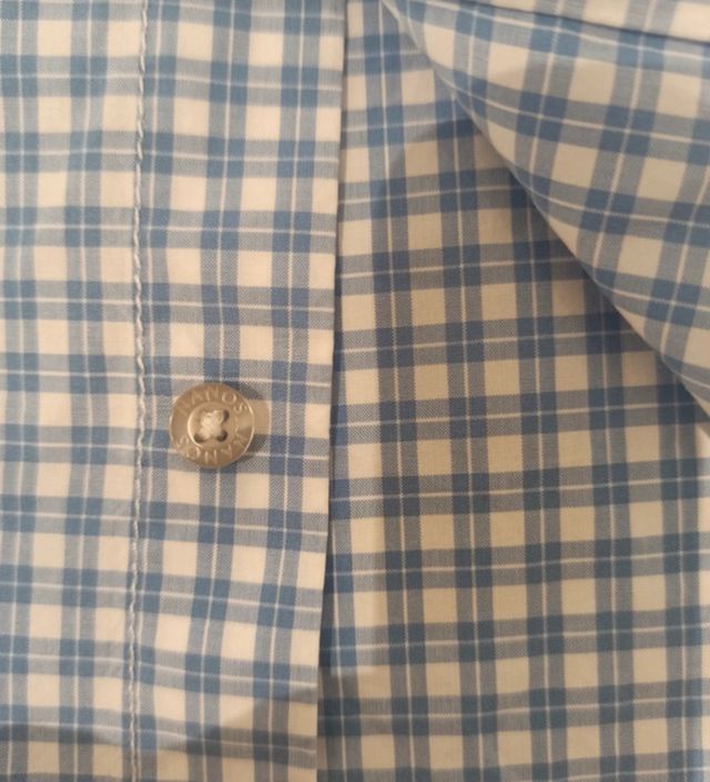 Camisa de cuadros azul y blanca de manga larga