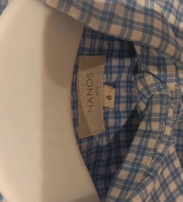 Camisa de cuadros azul y blanca de manga larga