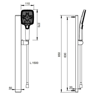 Barra de ducha Acquapro Babelle, 3 chorros, negro