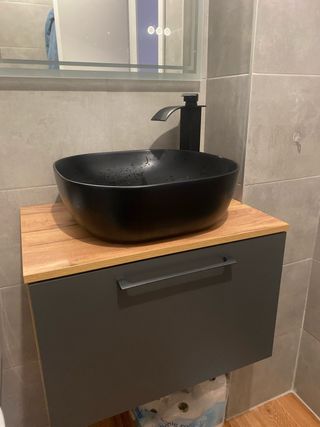 Muebles baño antracita&madera