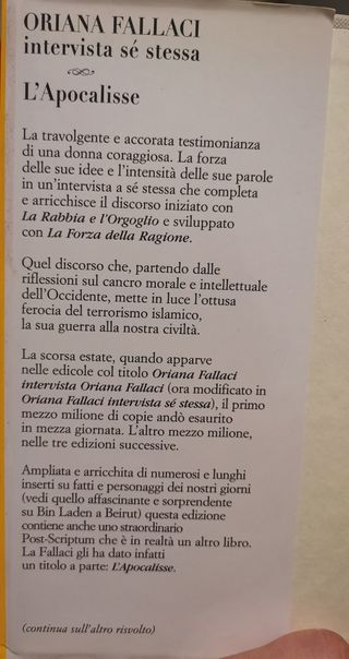 Oriana Fallaci "intervista sé stessa" L'Apocalisse