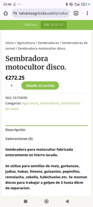 Sembradora maíz motocultor