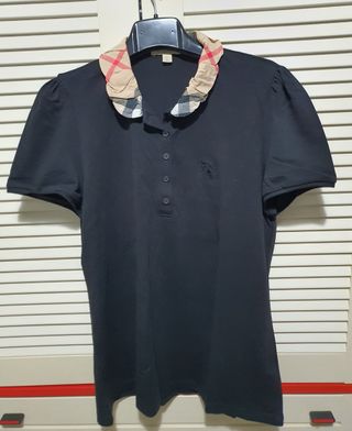 Polo Burberry nera in cotone