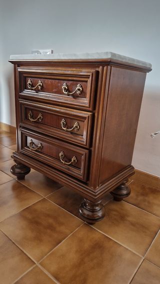 Mesita noche vintage mármol madera