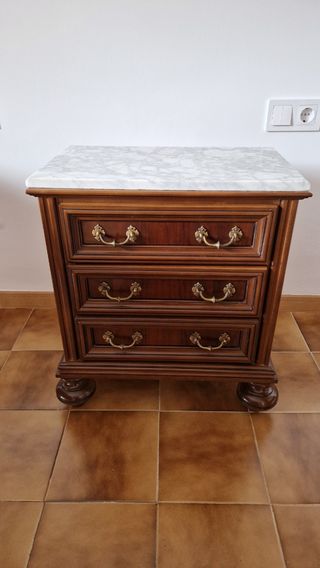 Mesita noche vintage mármol madera