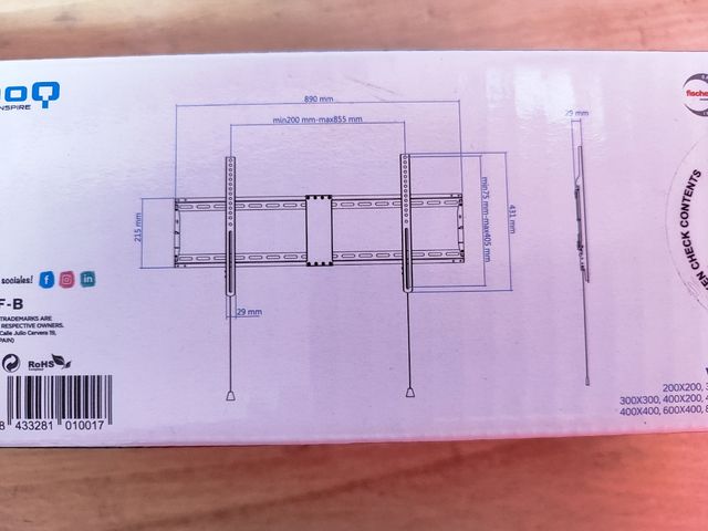 Soporte TV Tooq asta 90" - Negro