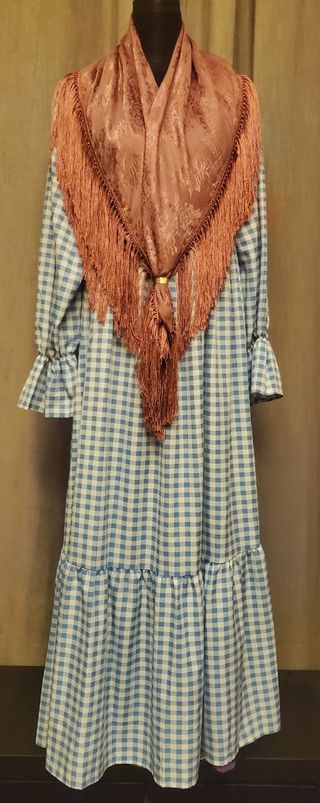 Traje flamenca de cuadroa vichy celeste bebé