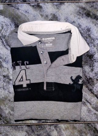 2 Polos  Express Negro Gris L Blanco y azul L

