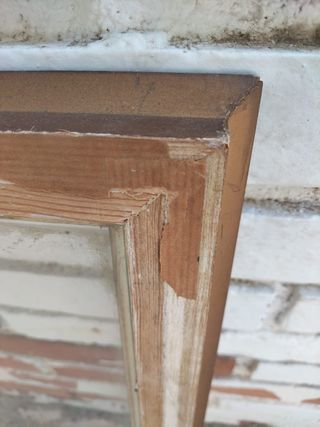 Marco antiguo dorado madera maciza y cristal retro