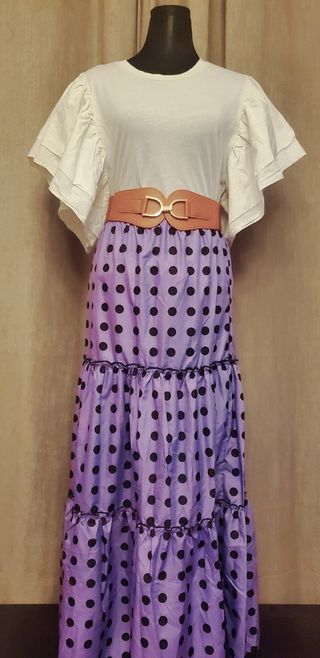 Falda lunares malva - negra