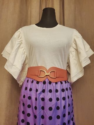 Falda lunares malva - negra