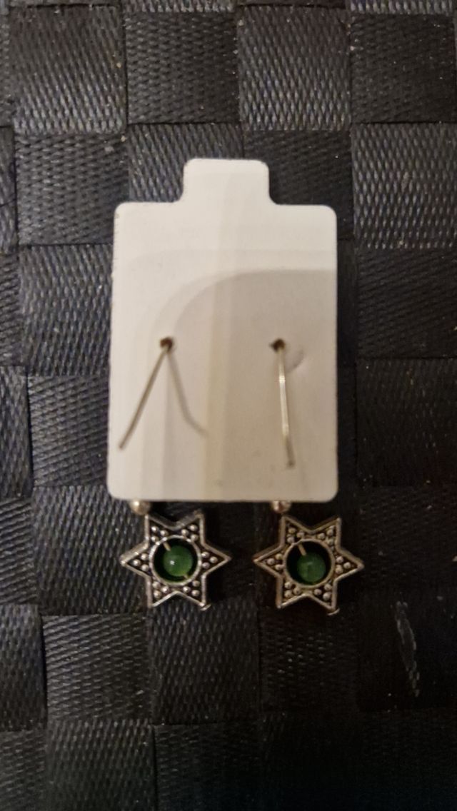 Orecchini Stella con perla Verde Argento Sterling