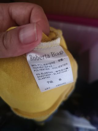 Vestido Roberta Biagi azul c/amarelo