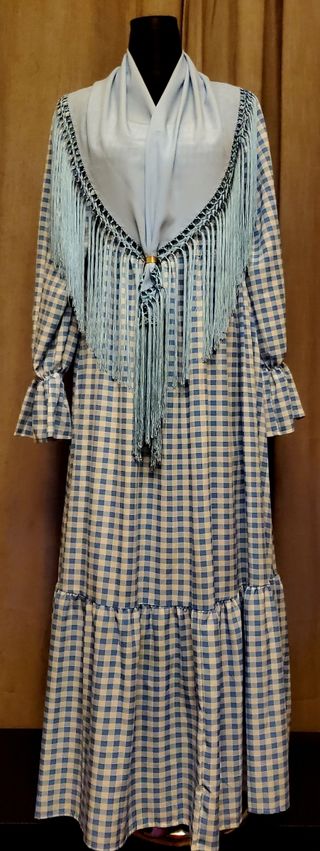Traje Flamenca Vichy Celeste Bebé
