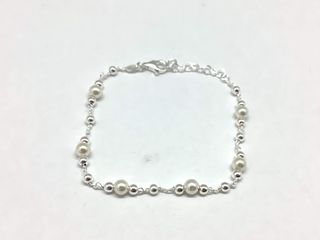 pulsera plata 925mm con piedra con perla
