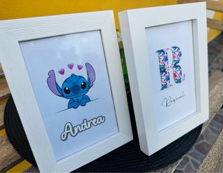 Cuadros personalizados Stitch + Nombre / Inicial