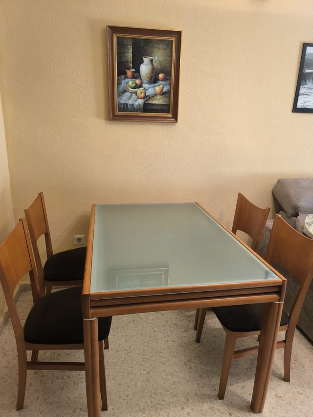 Mesa cristal extensible madera