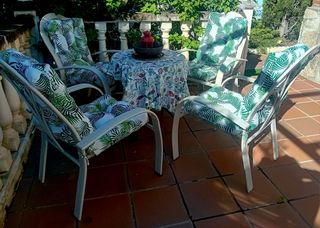 Conjunto jardín 4 sillas y mesa cristal