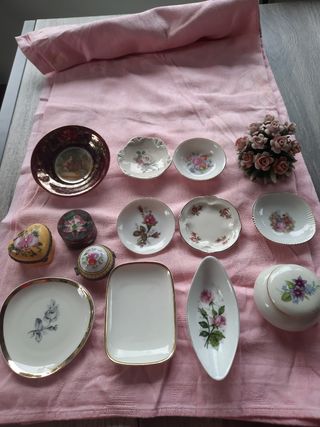 Lotto Piattini & Scatolette Porcellana nr 14 pezzi