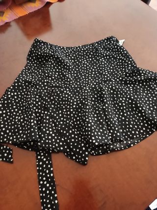 Falda pantalón lunares blanco-negro xs