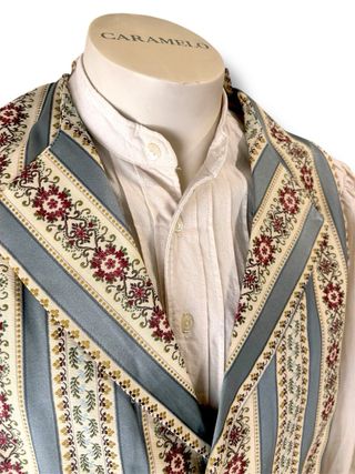 Chaleco huertano multicolor en seda y oro