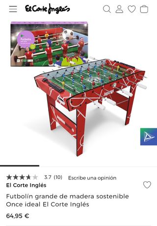 Futbolín grande de madera El Corte Inglés