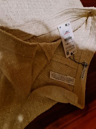 Falda midi Zara beige - Talla XL