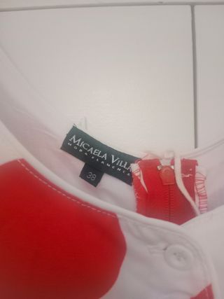 Traje de Flamenca - Sin mangas - Rojo - Lunares