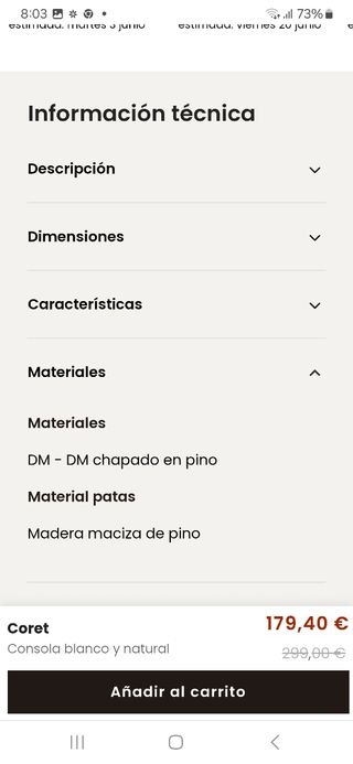 Consola recibidor blanco y natural