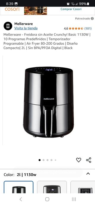 Mellerware Freidora de aire 2L - 1130W