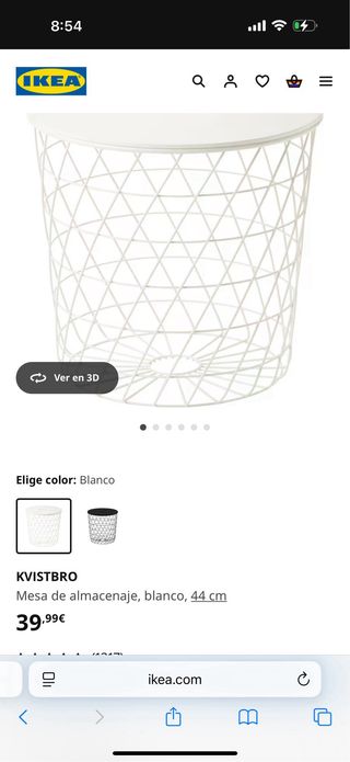 Mesita centro IKEA blanca metal