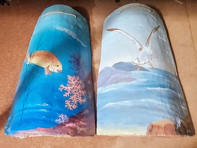 Tegole terracotta dipinte a mano