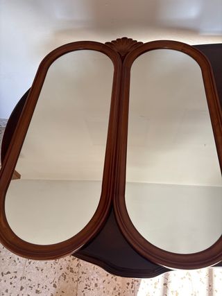 Espejo biselado madera marrón