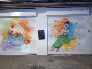 dibujo mural pared GRAFITI persiana deco hogar art