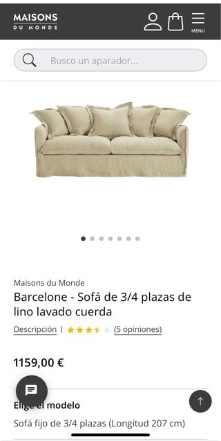 Sofá Barceloné 3/4 plazas lino