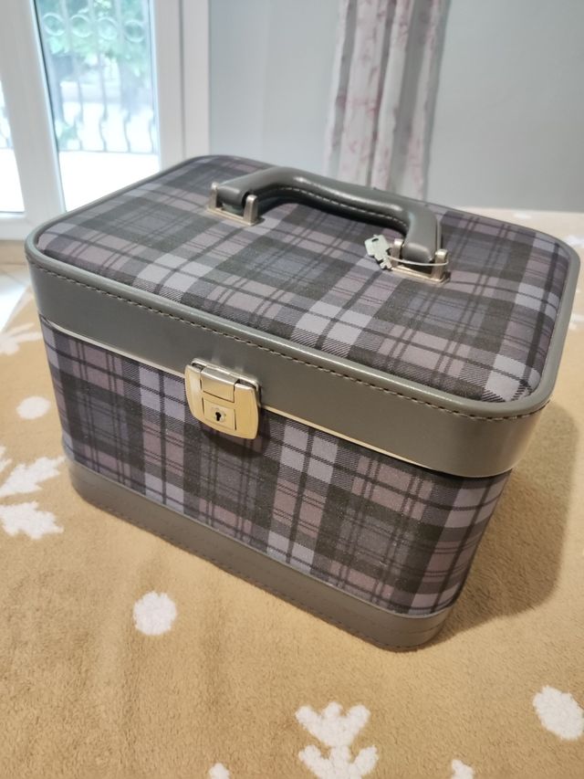Beauty case vintage stile tartan