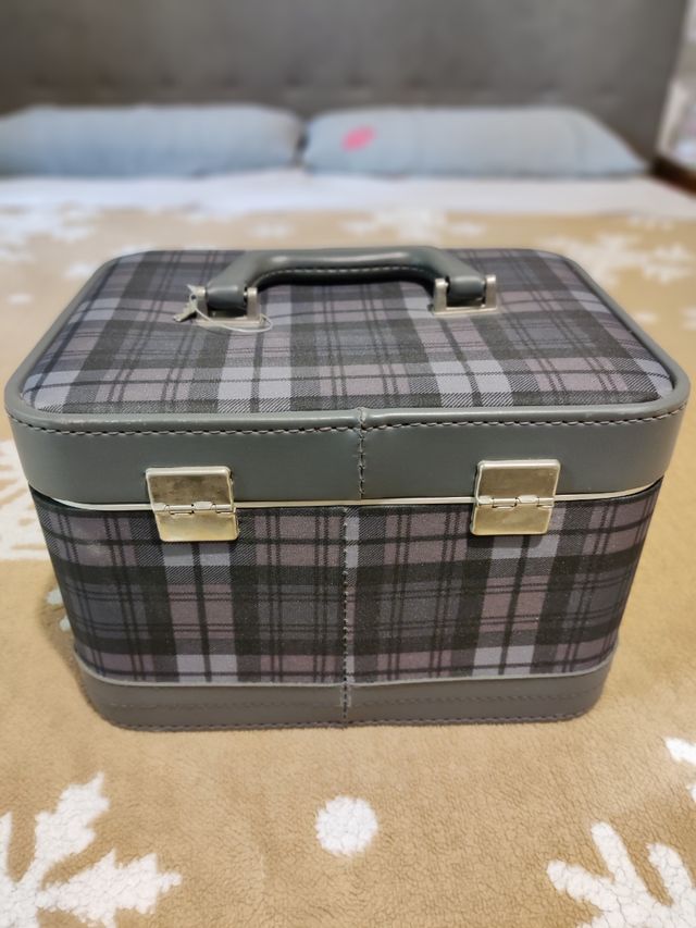 Beauty case vintage stile tartan