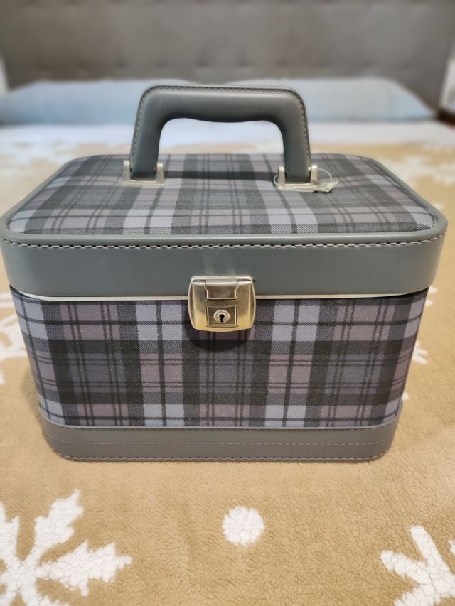 Beauty case vintage stile tartan