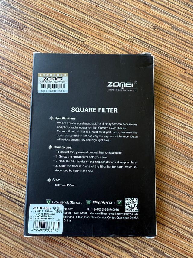 Filtro Graduated ND Zomei Square 100x150mm Resina