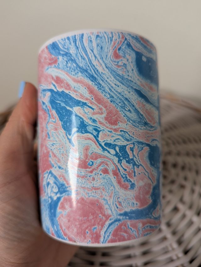 Vaso porcelana azul y rosa