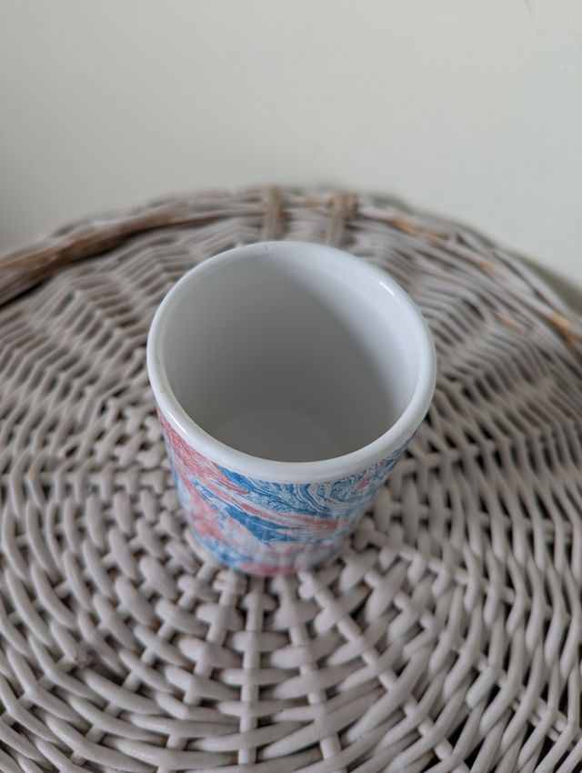 Vaso porcelana azul y rosa