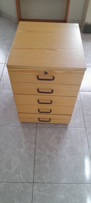 Cajonera madera pino 5 cajones con cerradura