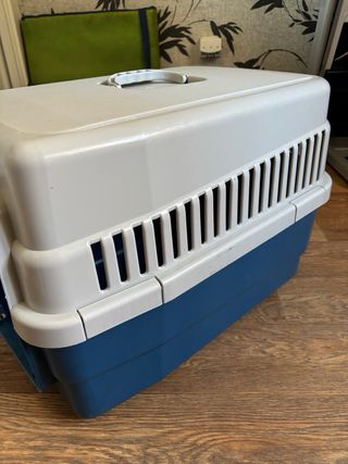 Transportín perros mediano azul-blanco
