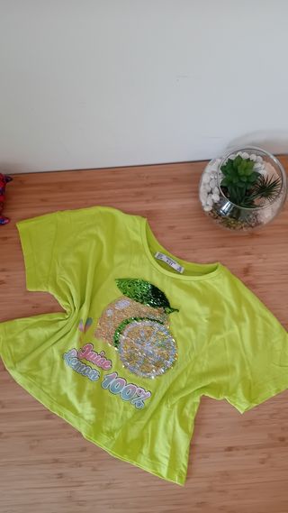 Maglia bambina Terranova limone cropped 12-13 anni
