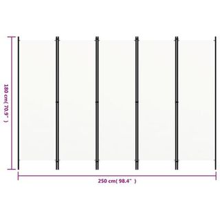 vidaXL Biombo divisor de 5 paneles blanco